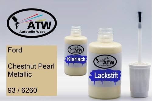 Ford, Chestnut Pearl Metallic, 93 / 6260: 20ml Lackstift + 20ml Klarlack - Set, von ATW Autoteile West.